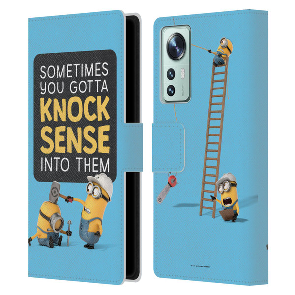Despicable Me Funny Minions Knock Sense Leather Book Wallet Case Cover For Xiaomi 12
