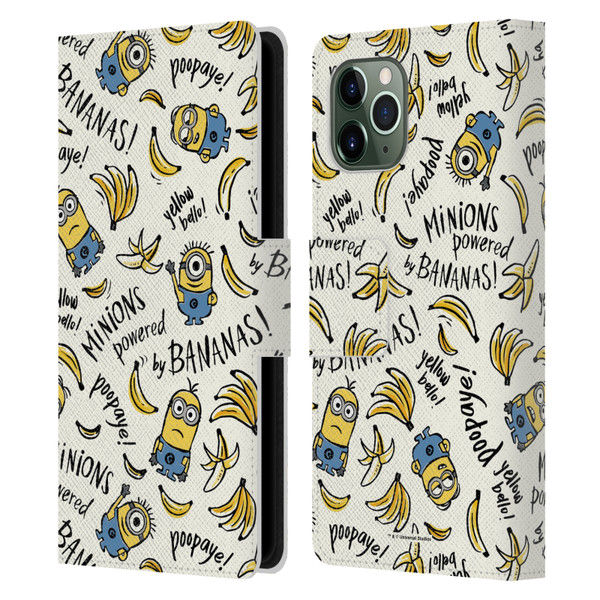 Despicable Me Minion Graphics Banana Doodle Pattern Leather Book Wallet Case Cover For Apple iPhone 11 Pro