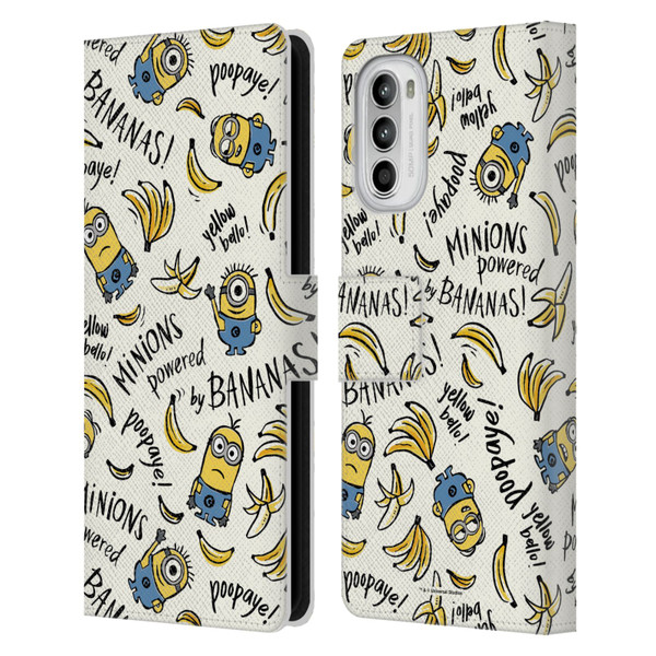 Despicable Me Minion Graphics Banana Doodle Pattern Leather Book Wallet Case Cover For Motorola Moto G52