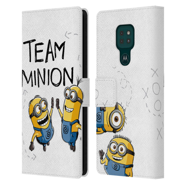 Despicable Me Minion Graphics Team High Five Leather Book Wallet Case Cover For Motorola Moto G9 Play