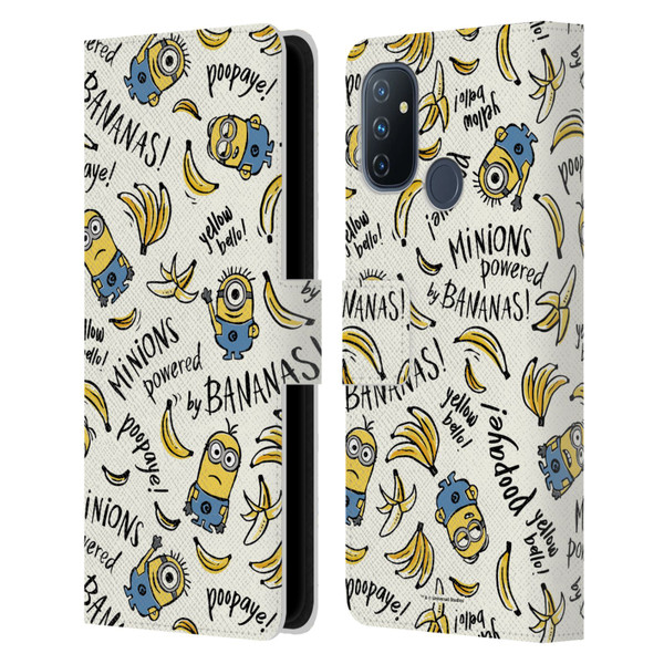 Despicable Me Minion Graphics Banana Doodle Pattern Leather Book Wallet Case Cover For OnePlus Nord N100