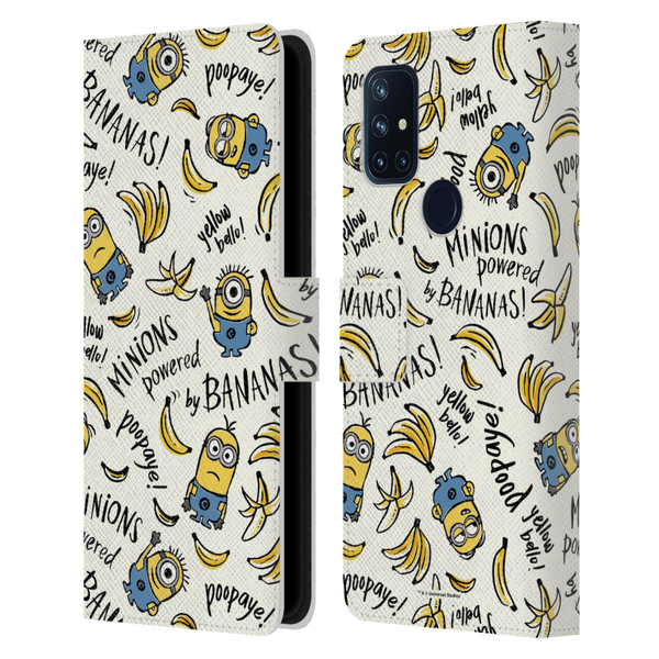 Despicable Me Minion Graphics Banana Doodle Pattern Leather Book Wallet Case Cover For OnePlus Nord N10 5G