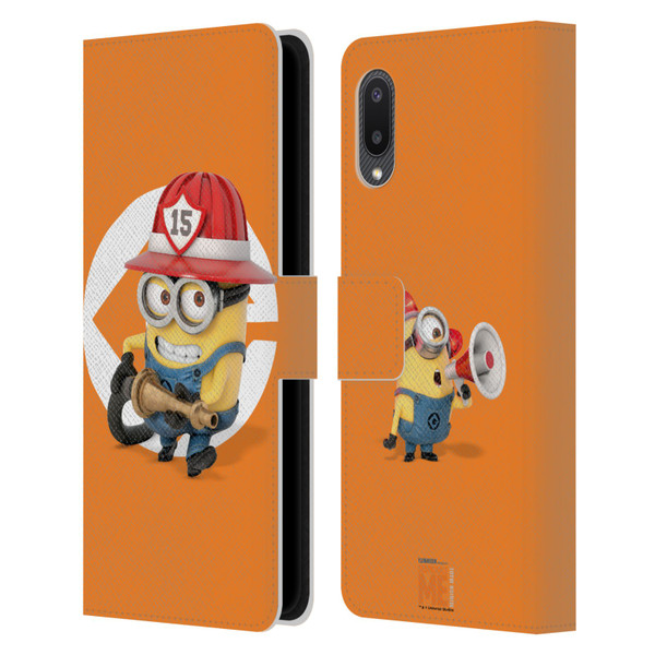 Despicable Me Minions Bob Fireman Costume Leather Book Wallet Case Cover For Samsung Galaxy A02/M02 (2021)