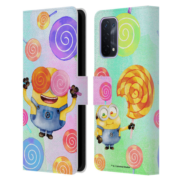 Despicable Me Watercolour Minions Bob Lollipop Leather Book Wallet Case Cover For OPPO A54 5G