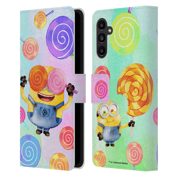 Despicable Me Watercolour Minions Bob Lollipop Leather Book Wallet Case Cover For Samsung Galaxy A13 5G (2021)