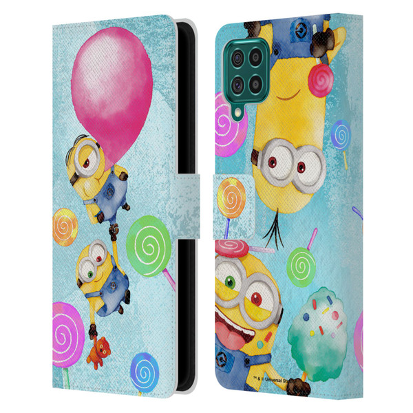 Despicable Me Watercolour Minions Bob And Stuart Bubble Leather Book Wallet Case Cover For Samsung Galaxy F62 (2021)