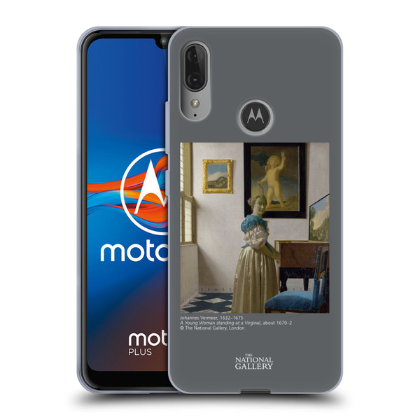 The National Gallery People Vermeer Young Woman Standing At Virginal Soft Gel Case for Motorola Moto E6 Plus