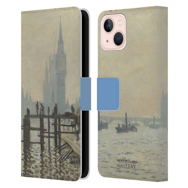 The National Gallery Art Monet Thames Leather Book Wallet Case Cover For Apple iPhone 13