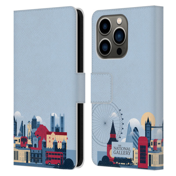 The National Gallery Art London Skyline Leather Book Wallet Case Cover For Apple iPhone 14 Pro