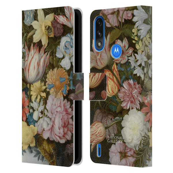 The National Gallery Art A Still Life Of Flowers In A Wan-Li Vase Leather Book Wallet Case Cover For Motorola Moto E7 Power / Moto E7i Power