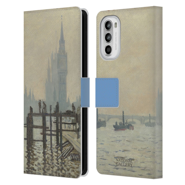 The National Gallery Art Monet Thames Leather Book Wallet Case Cover For Motorola Moto G52