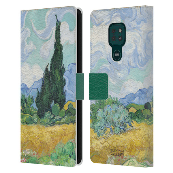 The National Gallery Art A Wheatfield With Cypresses Leather Book Wallet Case Cover For Motorola Moto G9 Play