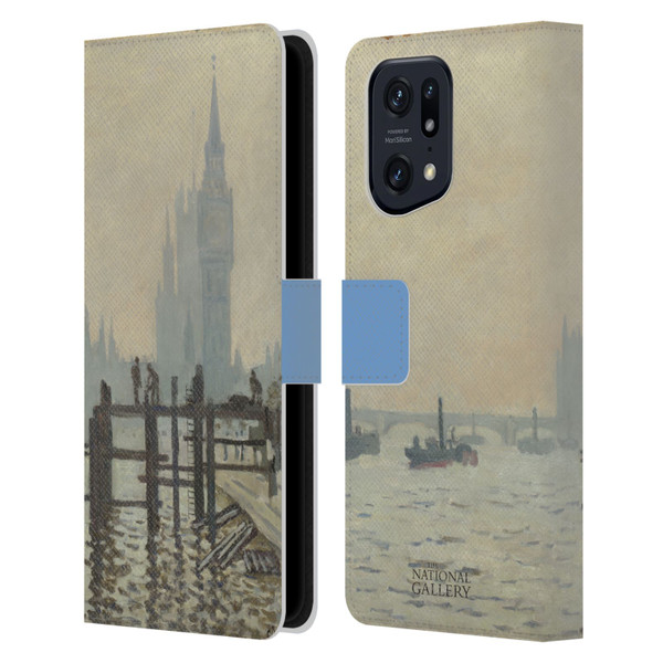 The National Gallery Art Monet Thames Leather Book Wallet Case Cover For OPPO Find X5 Pro