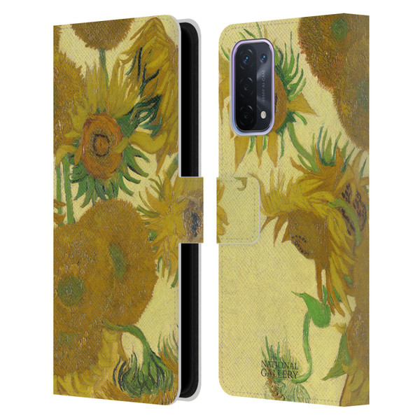 The National Gallery Art Sunflowers Leather Book Wallet Case Cover For OPPO A54 5G