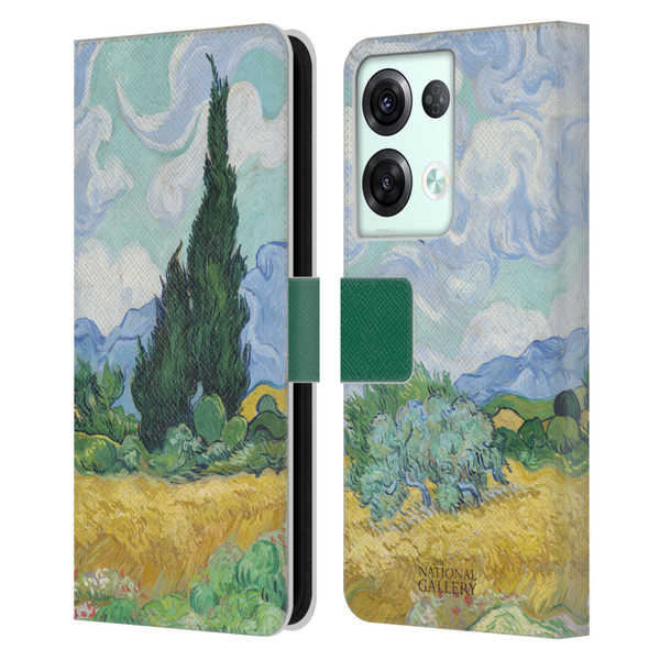 The National Gallery Art A Wheatfield With Cypresses Leather Book Wallet Case Cover For OPPO Reno8 Pro
