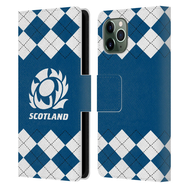 Scotland Rugby Logo 2 Argyle Leather Book Wallet Case Cover For Apple iPhone 11 Pro