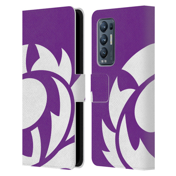 Scotland Rugby Oversized Thistle Purple Heather Leather Book Wallet Case Cover For OPPO Find X3 Neo / Reno5 Pro+ 5G