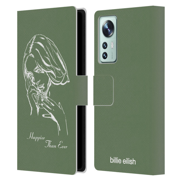 Billie Eilish Happier Than Ever Album Stencil Green Leather Book Wallet Case Cover For Xiaomi 12