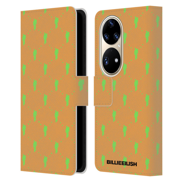 Billie Eilish Key Art Blohsh Pattern Leather Book Wallet Case Cover For Huawei P50 Pro