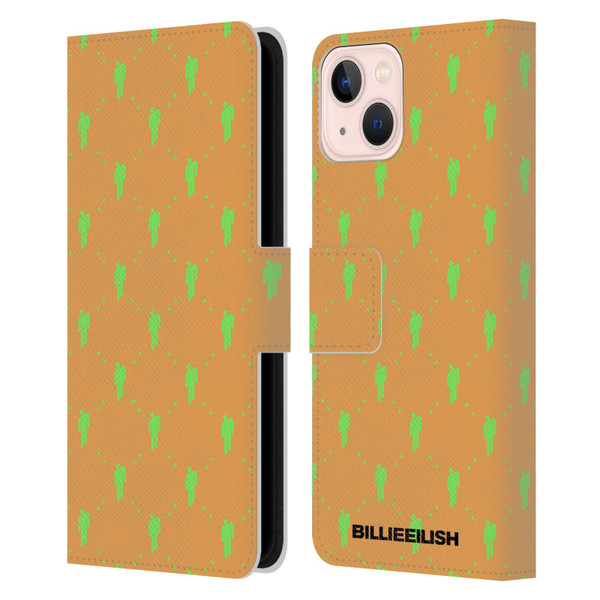 Billie Eilish Key Art Blohsh Pattern Leather Book Wallet Case Cover For Apple iPhone 13