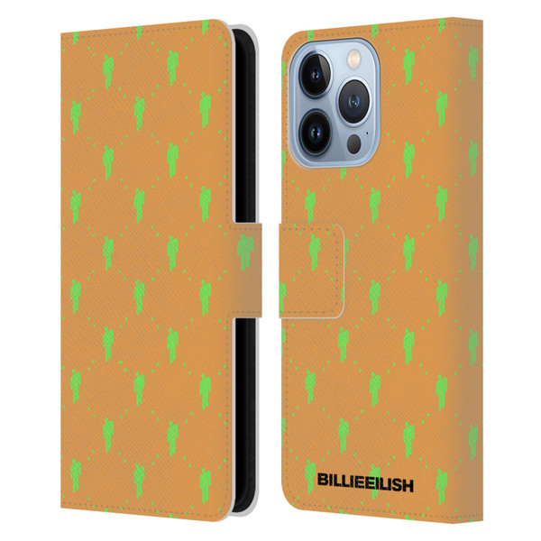 Billie Eilish Key Art Blohsh Pattern Leather Book Wallet Case Cover For Apple iPhone 13 Pro