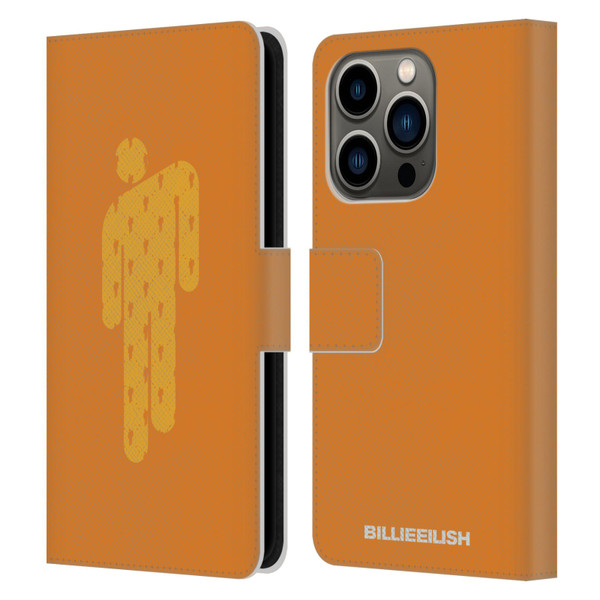 Billie Eilish Key Art Blohsh Orange Leather Book Wallet Case Cover For Apple iPhone 14 Pro