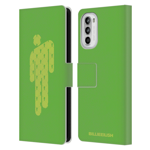 Billie Eilish Key Art Blohsh Green Leather Book Wallet Case Cover For Motorola Moto G52