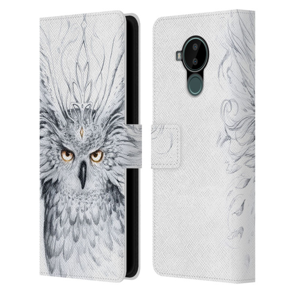 Jonas "JoJoesArt" Jödicke Wildlife Owl Leather Book Wallet Case Cover For Nokia C30