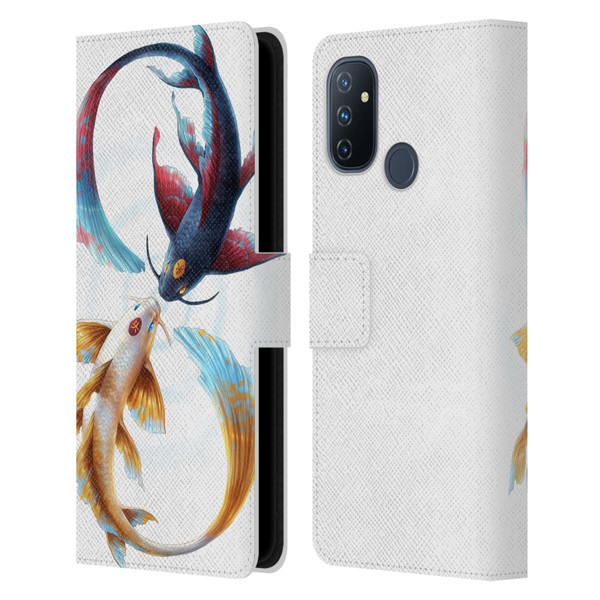 Jonas "JoJoesArt" Jödicke Wildlife Eternal Bond Koi Leather Book Wallet Case Cover For OnePlus Nord N100