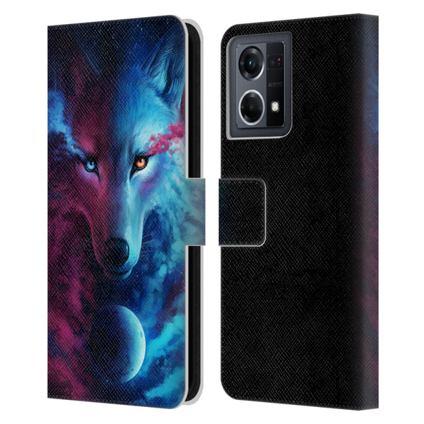 Jonas "JoJoesArt" Jödicke Wildlife Wolf Galaxy Leather Book Wallet Case Cover For OPPO Reno8 4G