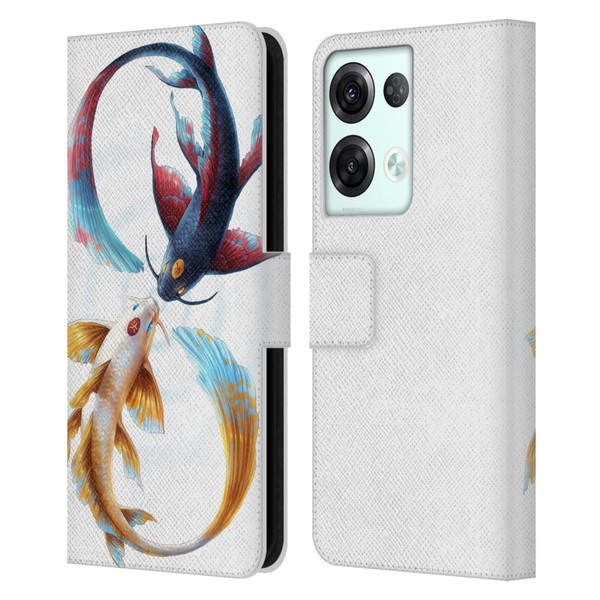 Jonas "JoJoesArt" Jödicke Wildlife Eternal Bond Koi Leather Book Wallet Case Cover For OPPO Reno8 Pro