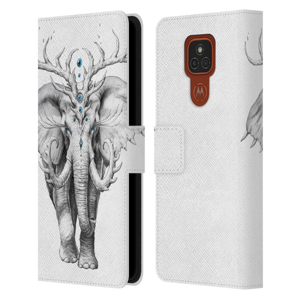 Jonas "JoJoesArt" Jödicke Wildlife 2 Elephant Soul Leather Book Wallet Case Cover For Motorola Moto E7 Plus