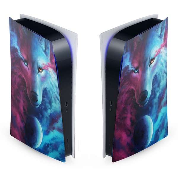 Jonas "JoJoesArt" Jödicke Art Mix Wolf Galaxy Vinyl Sticker Skin Decal Cover for Sony PS5 Digital Edition Console