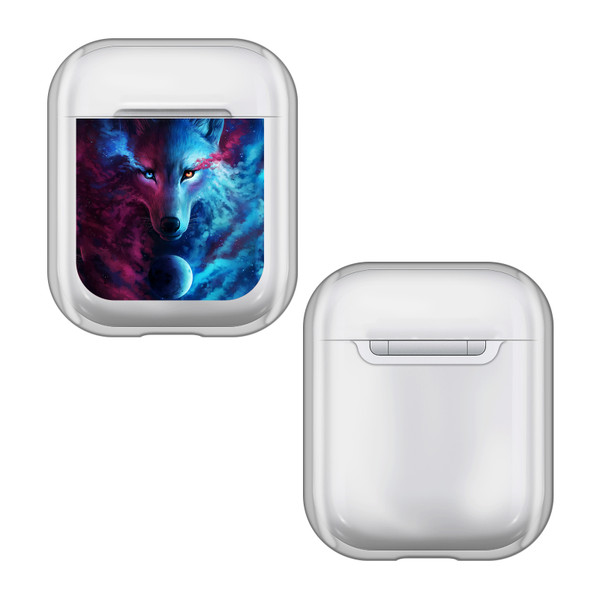 Jonas "JoJoesArt" Jödicke Art Mix Wolf Galaxy Clear Hard Crystal Cover Case for Apple AirPods 1 1st Gen / 2 2nd Gen Charging Case