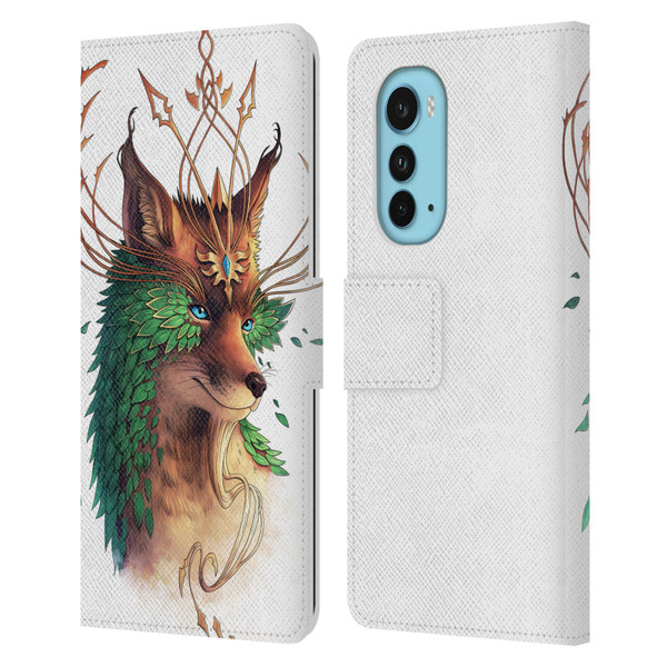 Jonas "JoJoesArt" Jödicke Wildlife Fox Coloured Leather Book Wallet Case Cover For Motorola Edge (2022)