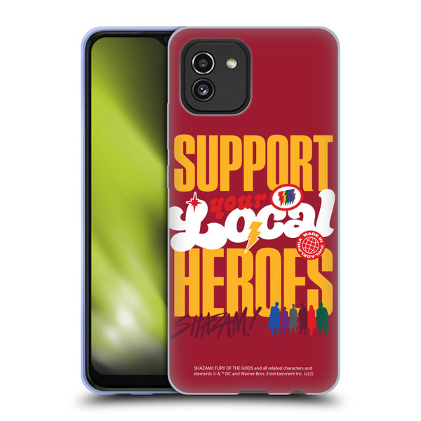 Shazam!: Fury Of The Gods Graphics Typography Soft Gel Case for Samsung Galaxy A03 (2021)