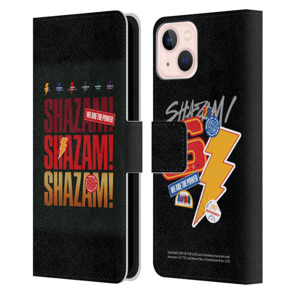 Shazam!: Fury Of The Gods Graphics Logo Leather Book Wallet Case Cover For Apple iPhone 13