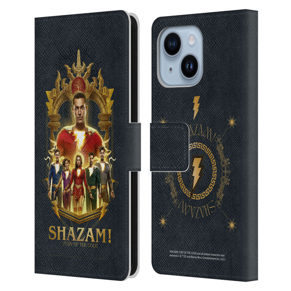 Shazam!: Fury Of The Gods Graphics Group Leather Book Wallet Case Cover For Apple iPhone 14 Plus