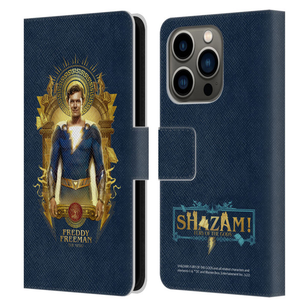 Shazam!: Fury Of The Gods Graphics Freddy Leather Book Wallet Case Cover For Apple iPhone 14 Pro