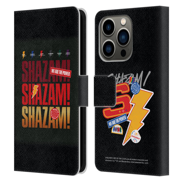 Shazam!: Fury Of The Gods Graphics Logo Leather Book Wallet Case Cover For Apple iPhone 14 Pro