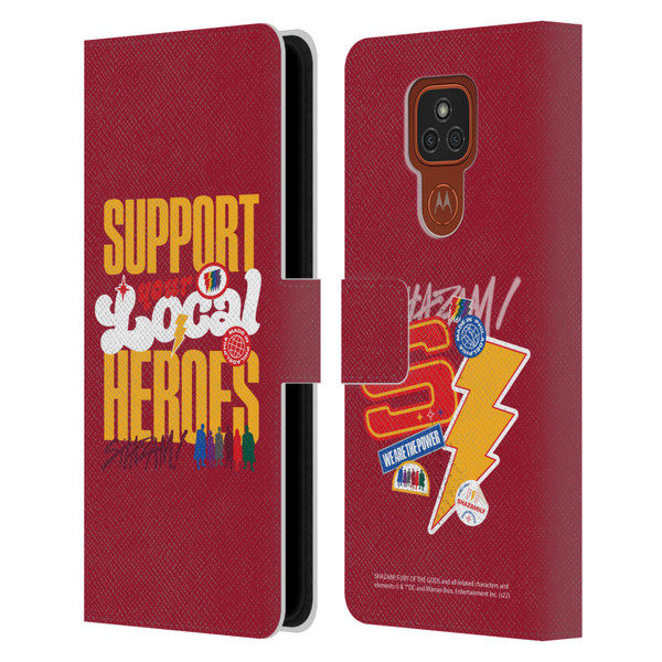 Shazam!: Fury Of The Gods Graphics Typography Leather Book Wallet Case Cover For Motorola Moto E7 Plus