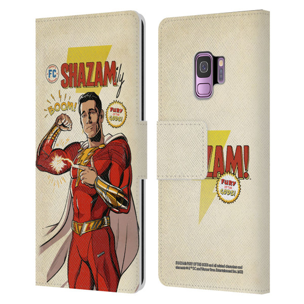 Shazam!: Fury Of The Gods Graphics Comic Leather Book Wallet Case Cover For Samsung Galaxy S9
