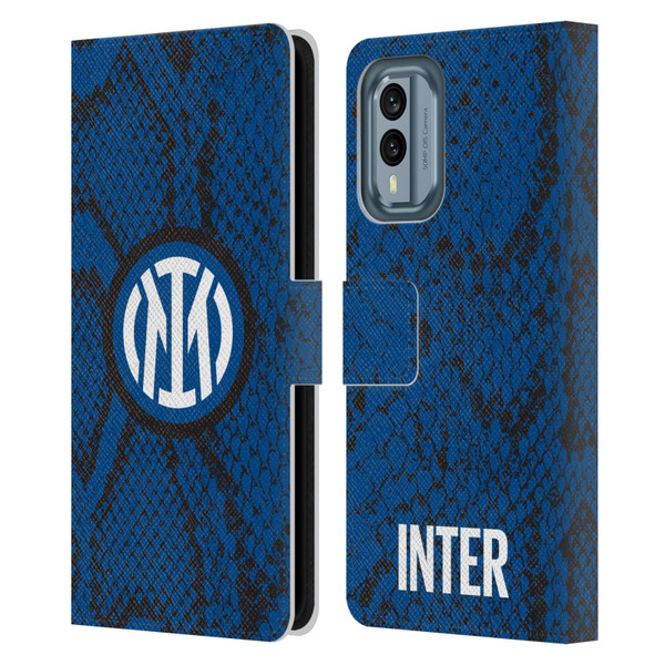 Fc Internazionale Milano Patterns Snake Leather Book Wallet Case Cover For Nokia X30