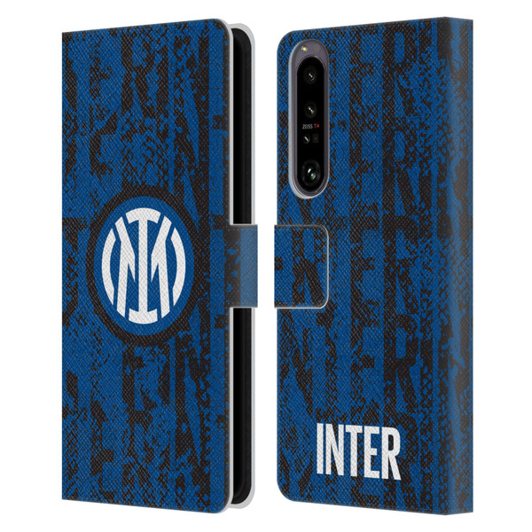 Fc Internazionale Milano Patterns Snake Wordmark Leather Book Wallet Case Cover For Sony Xperia 1 IV