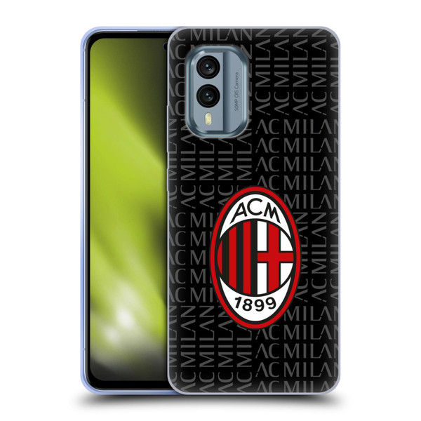 AC Milan Crest Patterns Red And Grey Soft Gel Case for Nokia X30