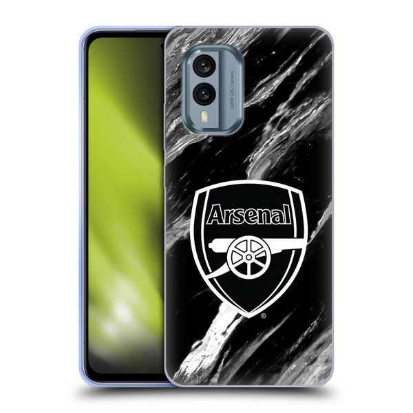 Arsenal FC Crest Patterns Marble Soft Gel Case for Nokia X30