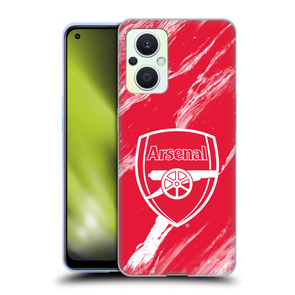 Arsenal FC Crest Patterns Red Marble Soft Gel Case for OPPO Reno8 Lite