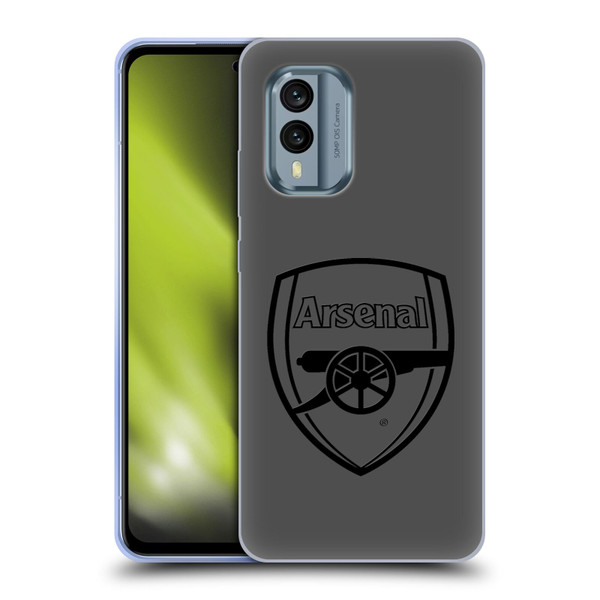 Arsenal FC Crest 2 Black Logo Soft Gel Case for Nokia X30