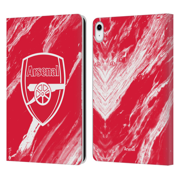 Arsenal FC Crest Patterns Red Marble Leather Book Wallet Case Cover For Apple iPad 10.9 (2022)