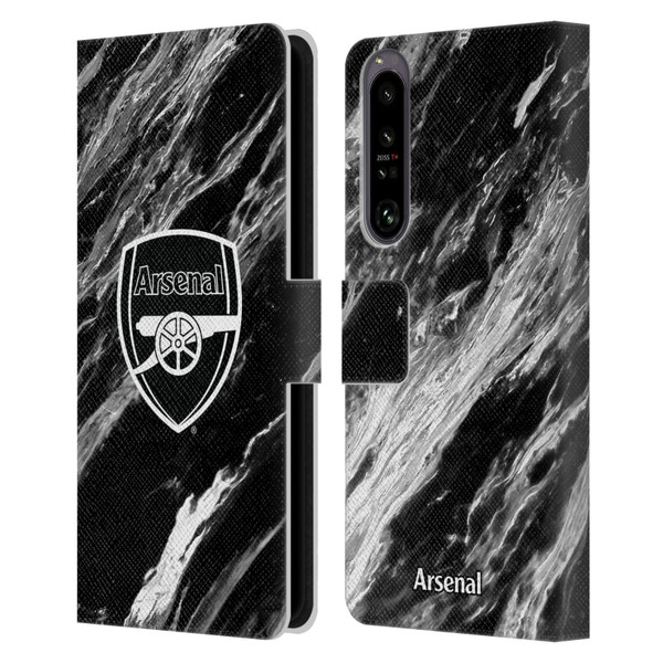 Arsenal FC Crest Patterns Marble Leather Book Wallet Case Cover For Sony Xperia 1 IV